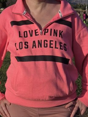 Victoria's Secret PINK Bright Pink Half-Zip Pullover Sweatshirt